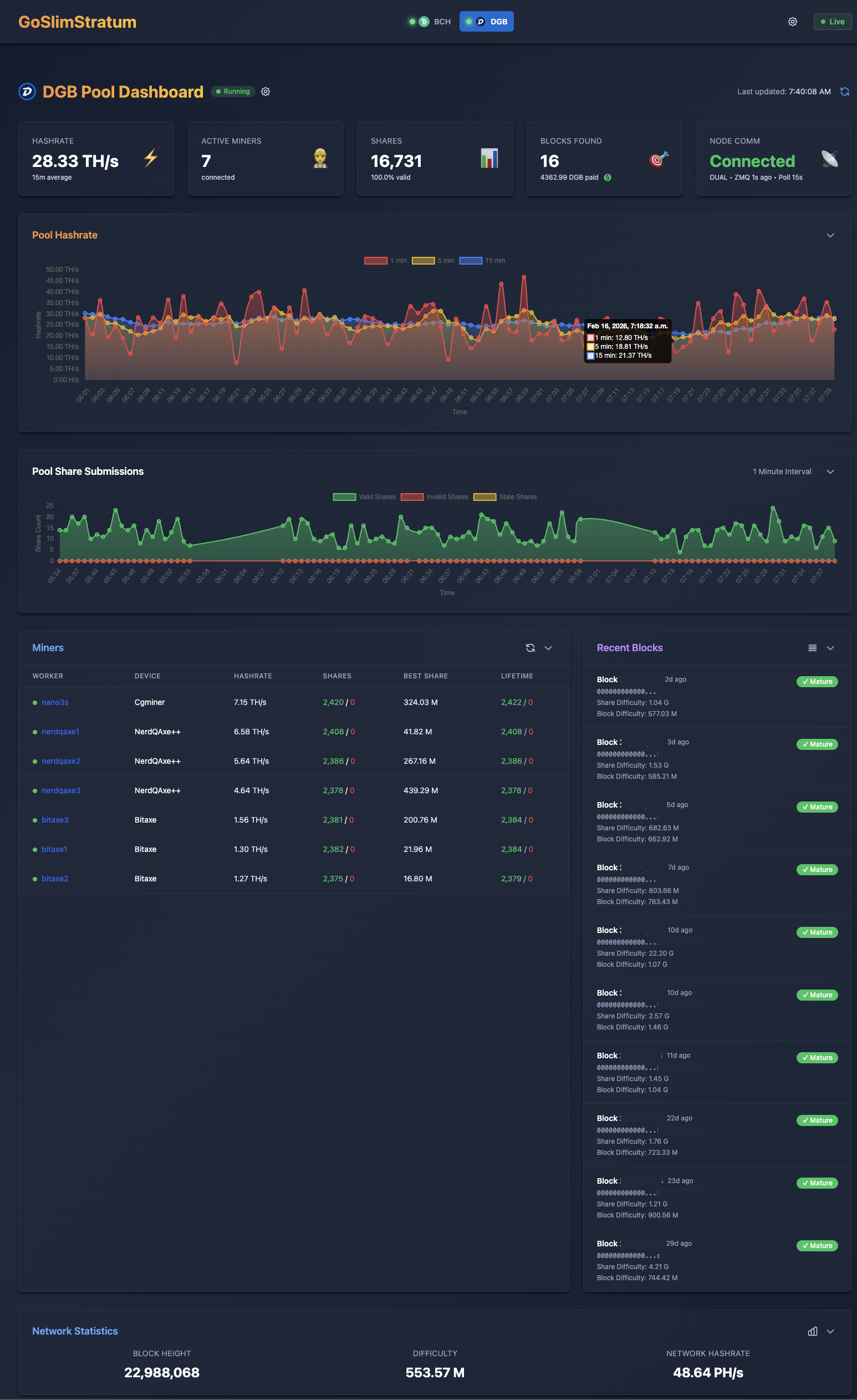 GoSlimStratum Pool Dashboard