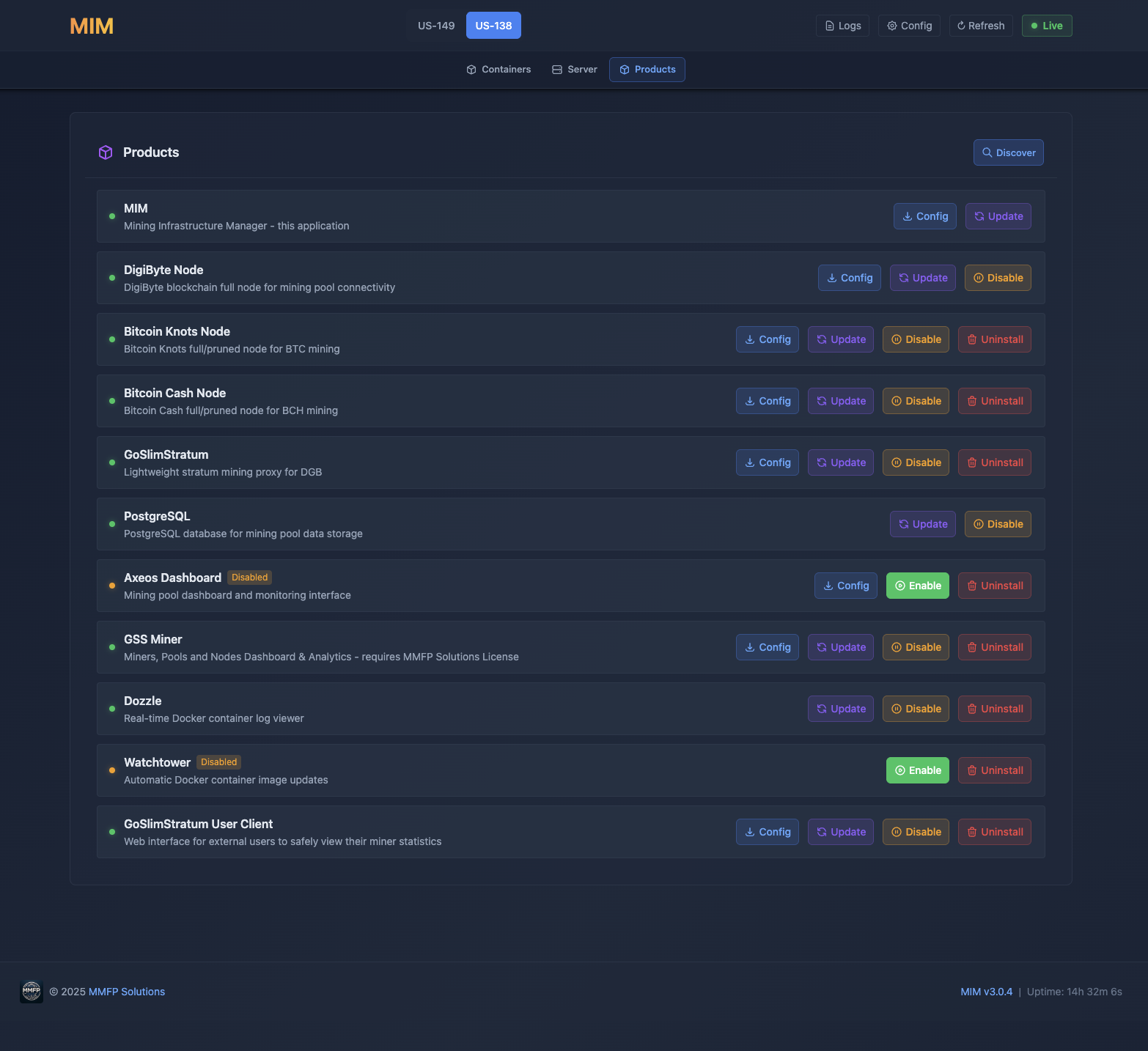 Products - Manage installed MMFP products